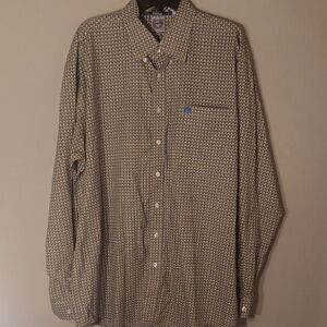 Cinch Yellow and Blue Casual Button Down Shirt